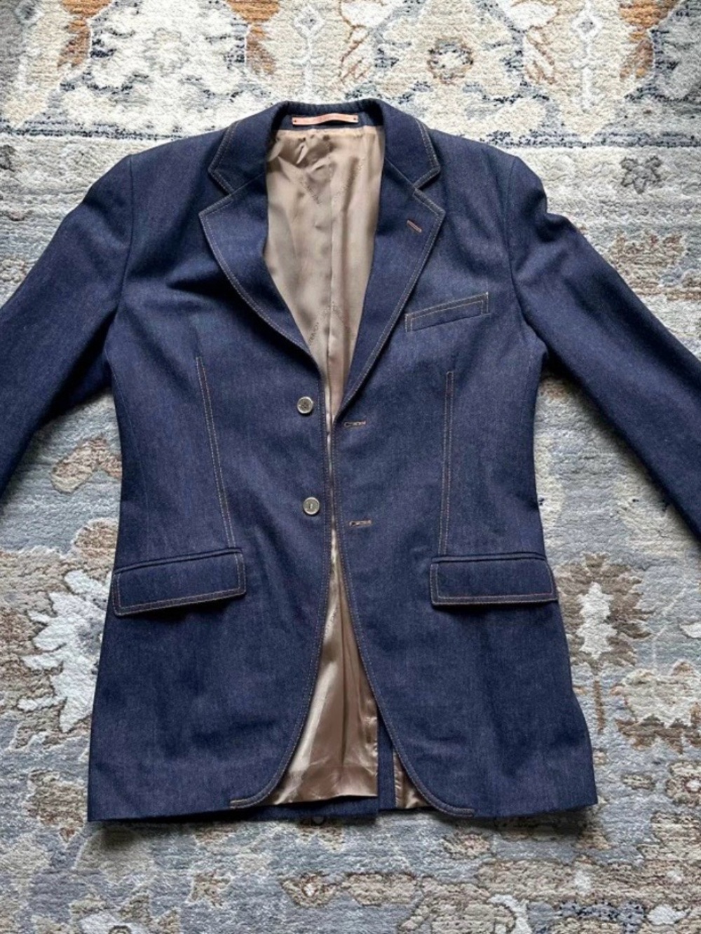 Dolce & Gabbana Dark Blue Denim Blazer Jacket